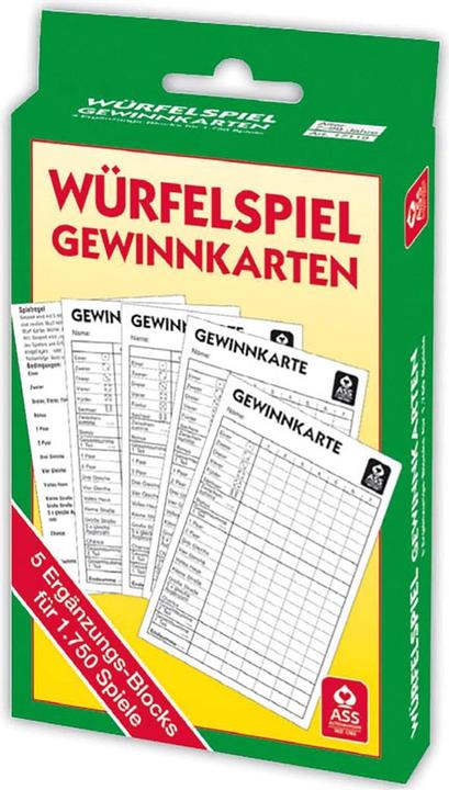 Actual product image Philos Yatzy, playing pad, winning cards, pack of 5 (German)