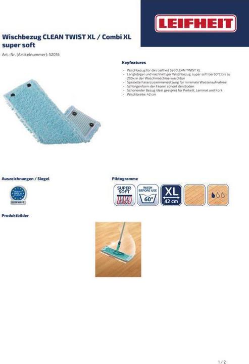 Image du produit Leifheit Wischbezug CLEAN TWIST XL / Combi XL super soft (1 pcs)