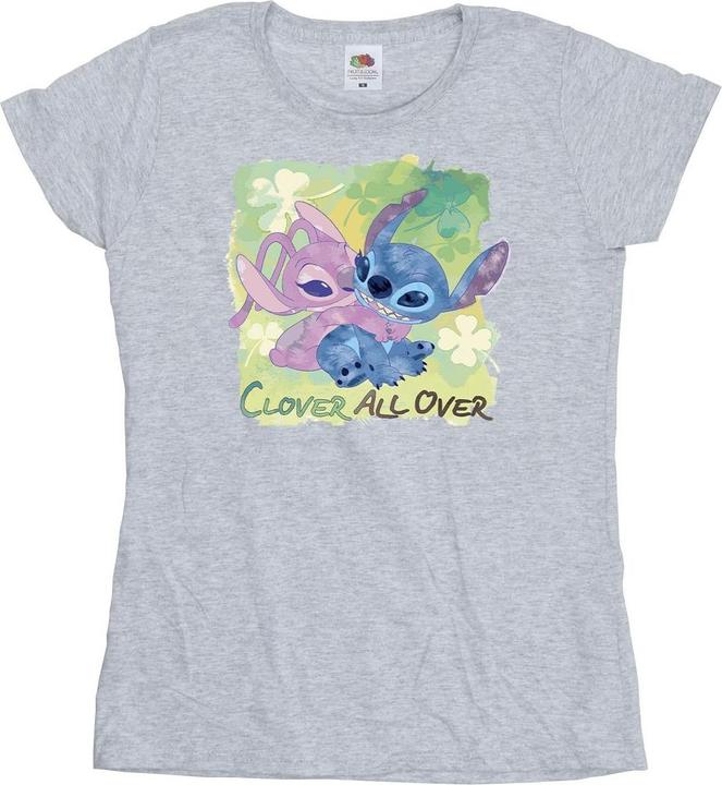 Actual product image Disney Womens/Ladies Lilo And Stitch St Patrick's Day Clover Cotton T-Shirt (S)