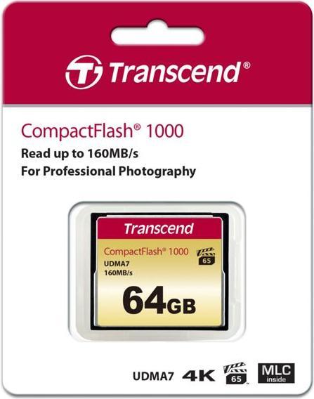 Image du produit Transcend Carte Compact Flash 64 Go 1000x (64 Go, CF)