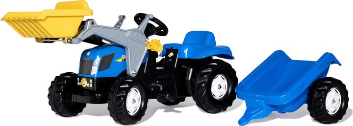 New Holland met voorlader en aanhanger