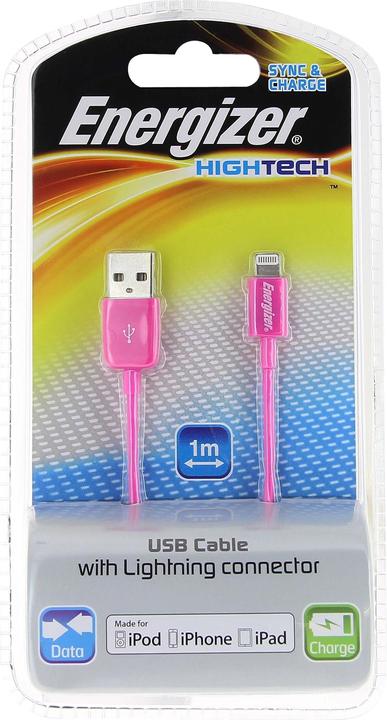 Produktbild Energizer MFI High Tech Anschkusskabel 1m USB auf lightning pink (1 m, USB 2.0)