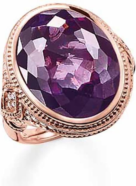 Actual product image Thomas Sabo Ring purple zirconia rose gold plated TR2032-416-13 (54, 925 Silver)