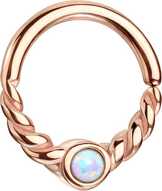 Actual product image Star Piercing Micro Piercing Ring rose gold half braided with opal white (Surgical steel 316L, without brass)