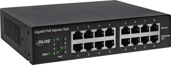 Produktbild InLine PoE+ Gigabit Injektor Hub 8 Port (8x PoE+) (802.3at (PoE+), 802.3af (PoE), 802.3bt (PoE++), 120 W)