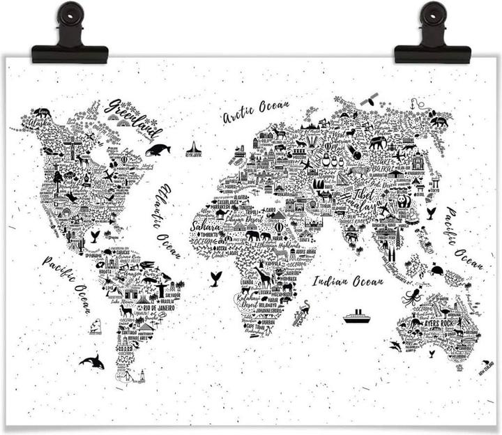 Actual product image Trenddeko World map - Around the world (60 x 50 cm)