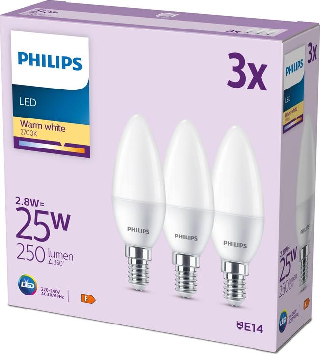 Actual product image Philips Led lamp (E14, 2.80 W, 250 lm, 3 x, F)