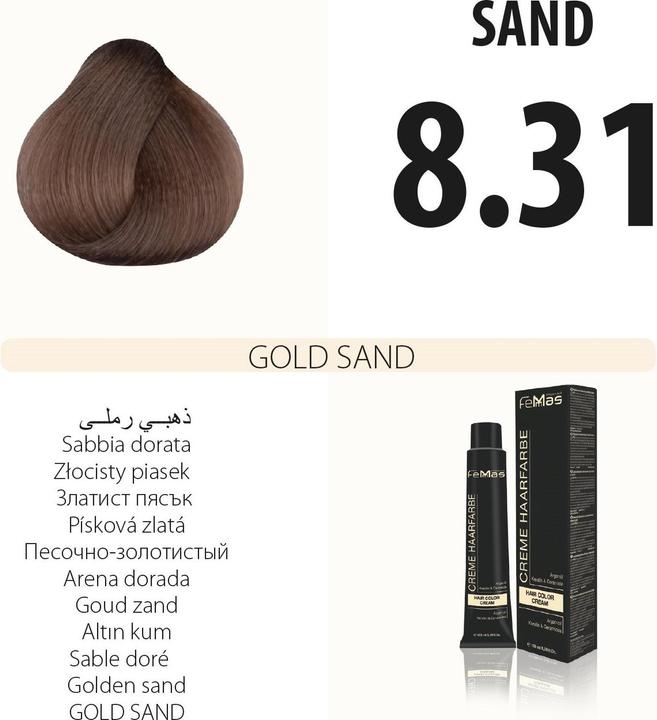 Actual product image FemMas 8.31) Hair Color Gold Sand 100ml (Gold Sand)