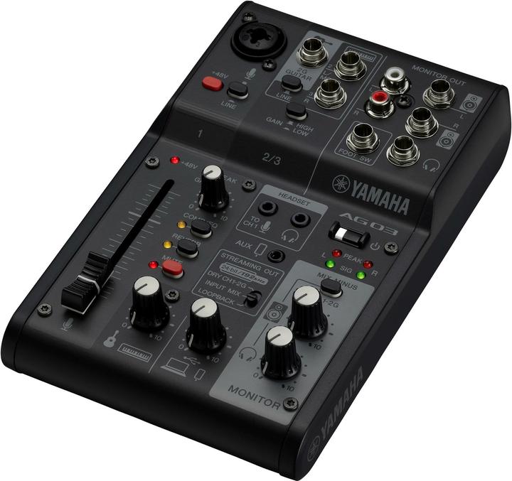 Actual product image Yamaha AG03MK2B Console mixer Number of channels:3 USB connection (Studio- and Livemixer)