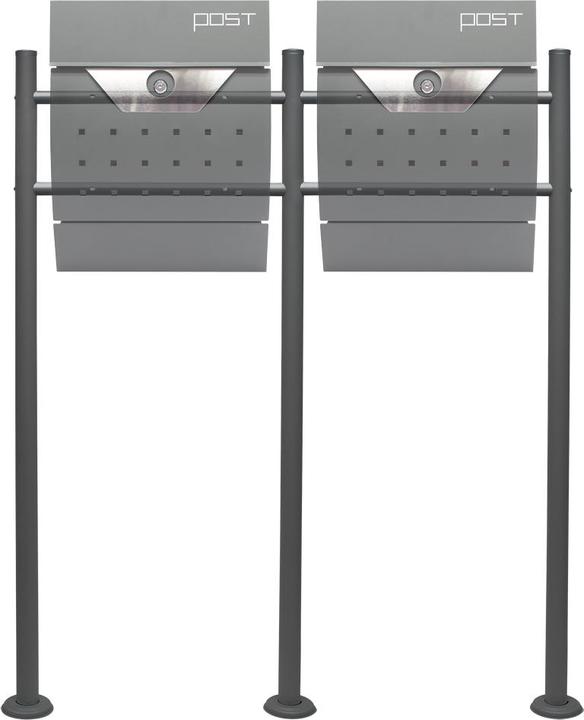 Actual product image Wiltec Letterbox stand 2-gang anthracite 120x85cm Postbox Standing letterbox