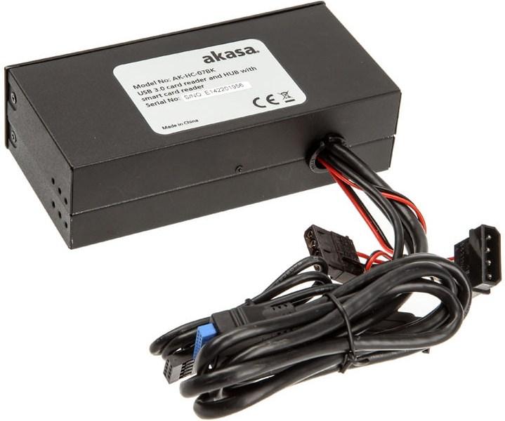 Productafbeelding Akasa Interconnect Ex Interne 5-poorts kaartlezer incl. USB 3.0 Hub (4-pins Molex, USB 2.0, USB 3.0)