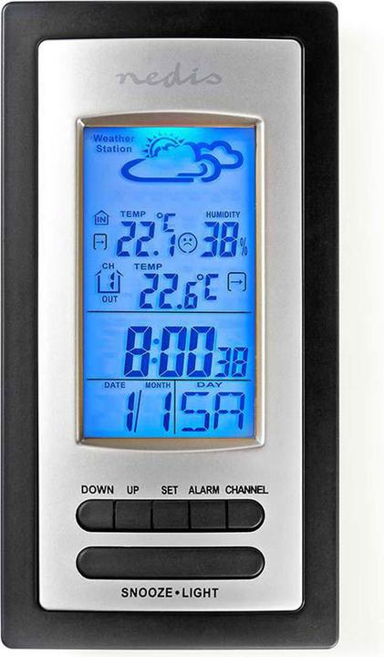 Produktbild Nedis Wetterstation - Alarm - Hygrometer - Aussensensor - Schwarz/Silber