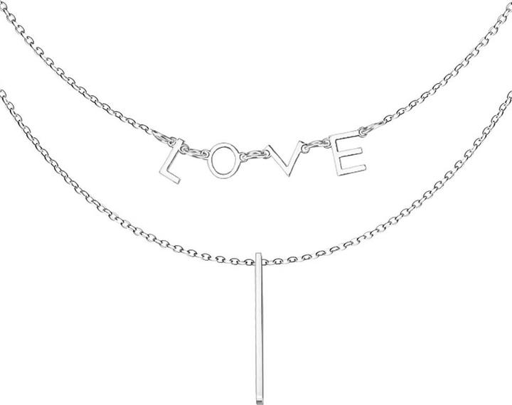 Produktbild Star Piercing Kette silber Anhänger LOVE und Balken (ohne Messing, Chirurgenstahl 316L)