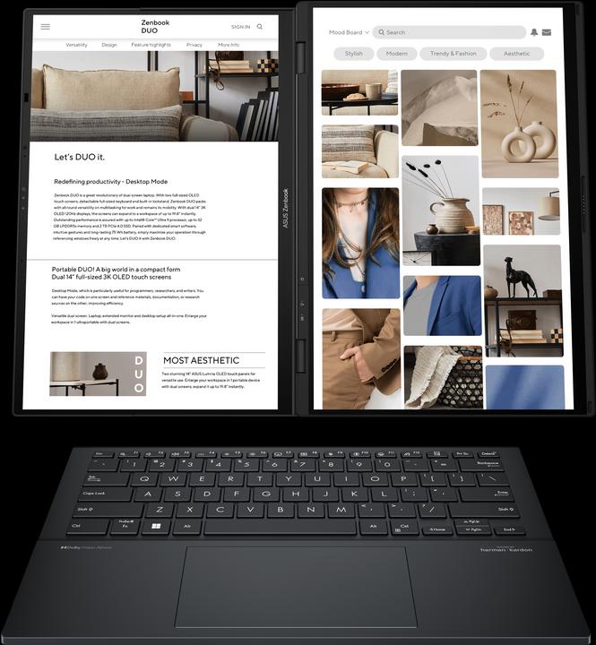 Actual product image ASUS Zenbook Duo OLED (14", Intel Core Ultra 9 185H, 32 GB, 1000 GB, DE)