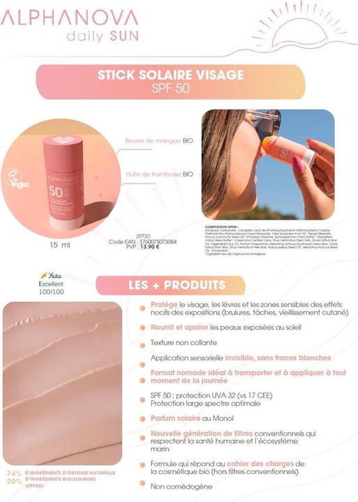 Produktbild Alphanova Daily SUN Sonnenstick LSF50 17 ml (Sonnenstick, SPF 50, 17 ml)