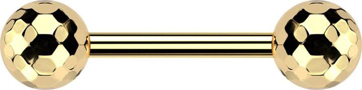 Star Piercing Threadless Barbell vergoldet mit zwei Discokugeln vergoldet (Titan G23, ohne Messing)