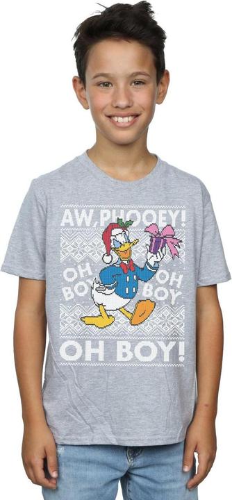 Actual product image Disney Boys Donald Duck Christmas Fair Isle T-Shirt (140, 146)