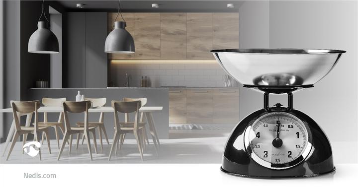 Immagine prodotto Nedis Bilancia da cucina - Retro Household - Capacità di pesatura 5 kg - Vaschetta in acciaio inox