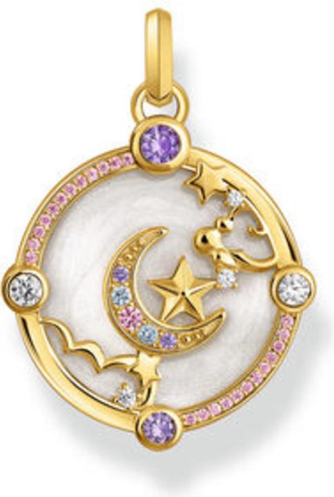 Produktbild Thomas Sabo Kettenanhänger mit Halbmond und bunten Steinen vergoldet (Emaille, 925er Silber)