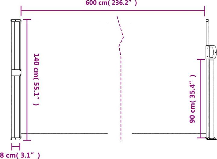 Produktbild VidaXL Seitenmarkise Ausziehbar (1.40 m)