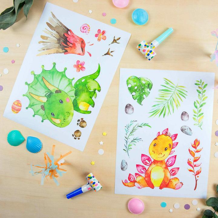 Actual product image Papierdrachen Wall tattoos - dinosaurs - set 5 (2 x 22 x 32 cm)