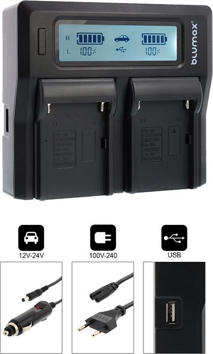 Actual product image Blumax Dualcharger inc. Attachment for Sony FM50 (Set)