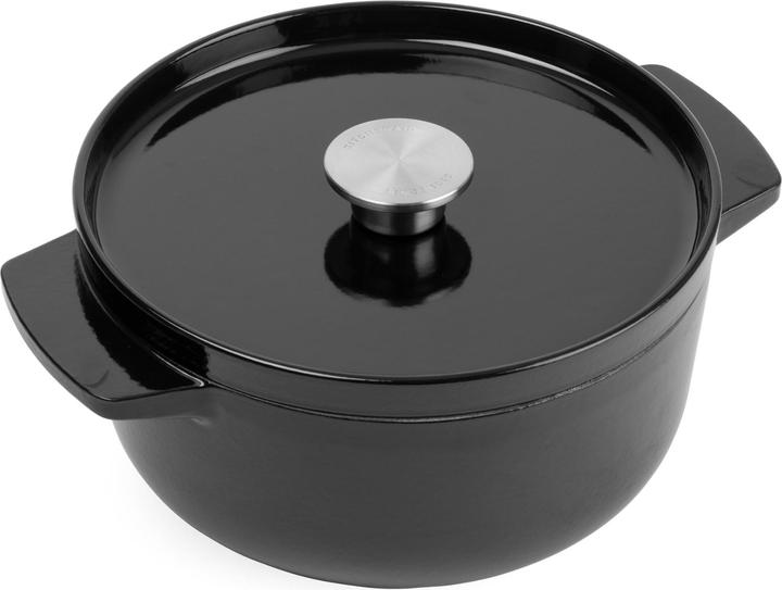 Produktbild KitchenAid braadpan 26cm - gemailleerd gietijzer - onyx zwart - rond (26 cm, Bräter + Schmortopf, Gusseisen)