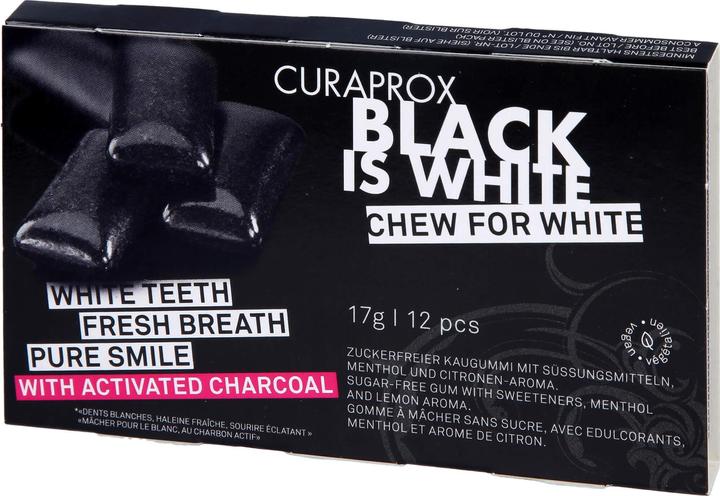 Actual product image Curaprox Black Is White Chewing Gum (12 pcs., 23 g)
