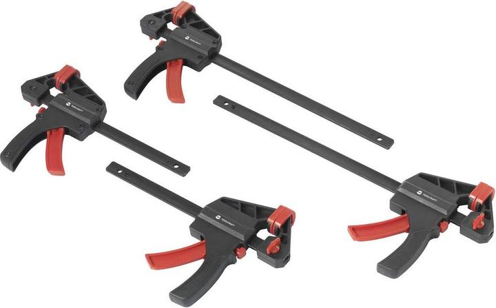 Toolcraft TO-7870761 Eenhandsklem, set van 4 (15 cm & 30 cm) Spanbreedte ( (300 mm)