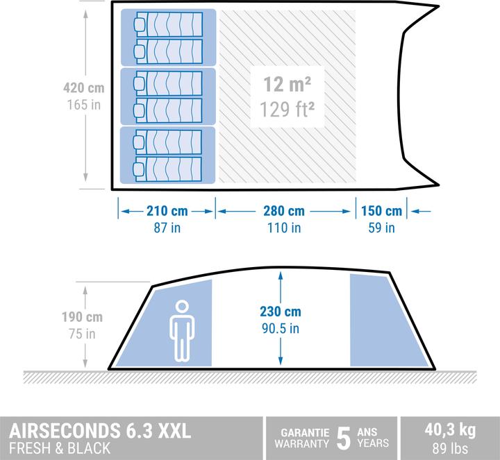 Image du produit Quechua Air Seconds (Tente gonflable, 40.30 kg, 6 personnes)