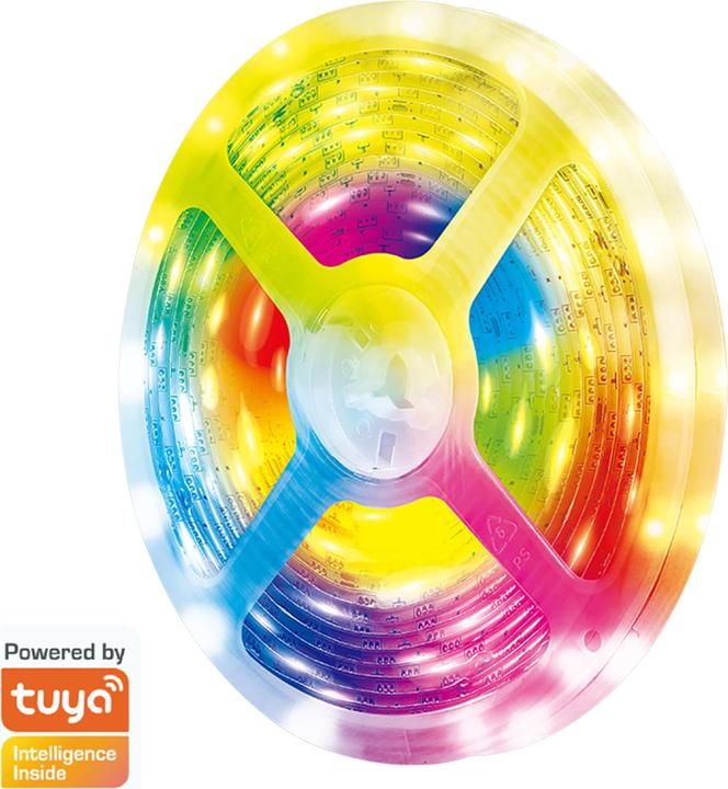LogiLink Wi-Fi Smart RGB-LED-Band, selbstklebend, Tuya kompatibel, 5 m (500 cm, Indoor)