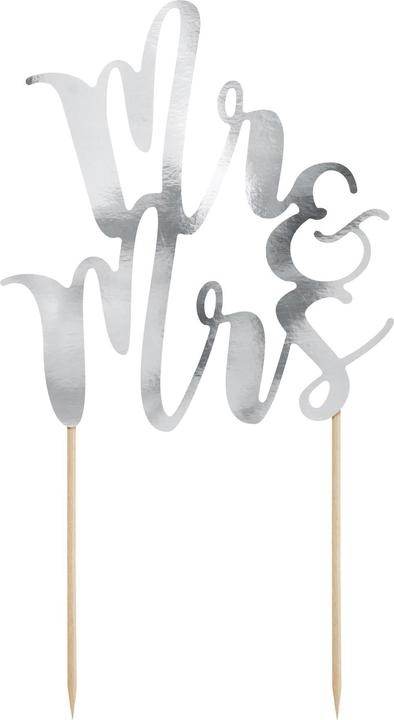 Partydeco Kuchen-Topper Mr & Mrs 25.5 cm, 1 Stück, Silber