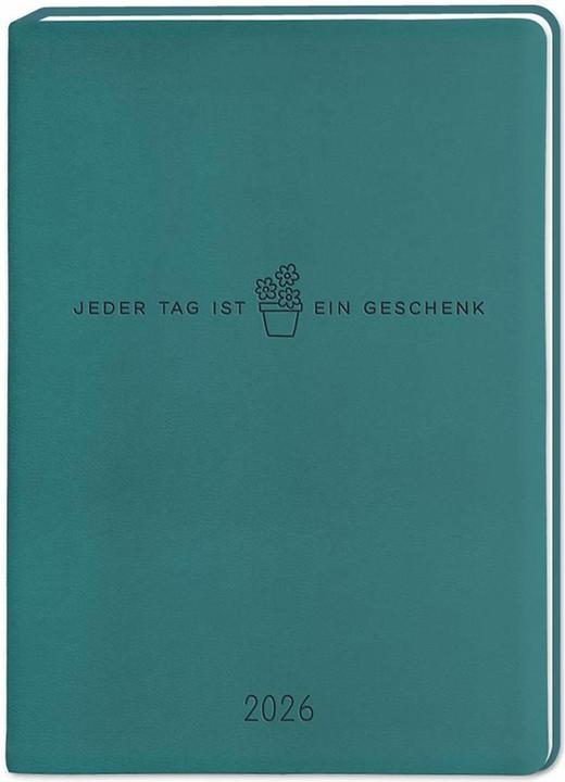 Actual product image Terminplaner Lederlook 2026 Petrol (A6, German)