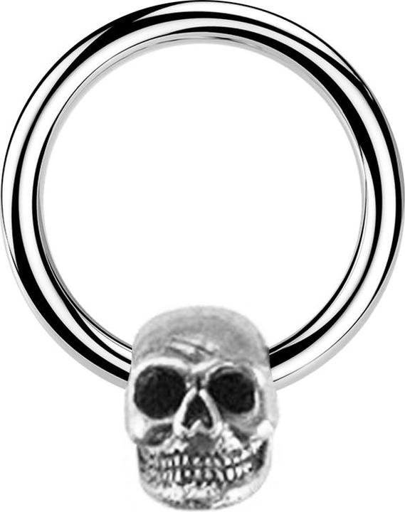 Star Piercing Micro Closure Ring silber Totenkopf silber (Messing, Chirurgenstahl 316L)