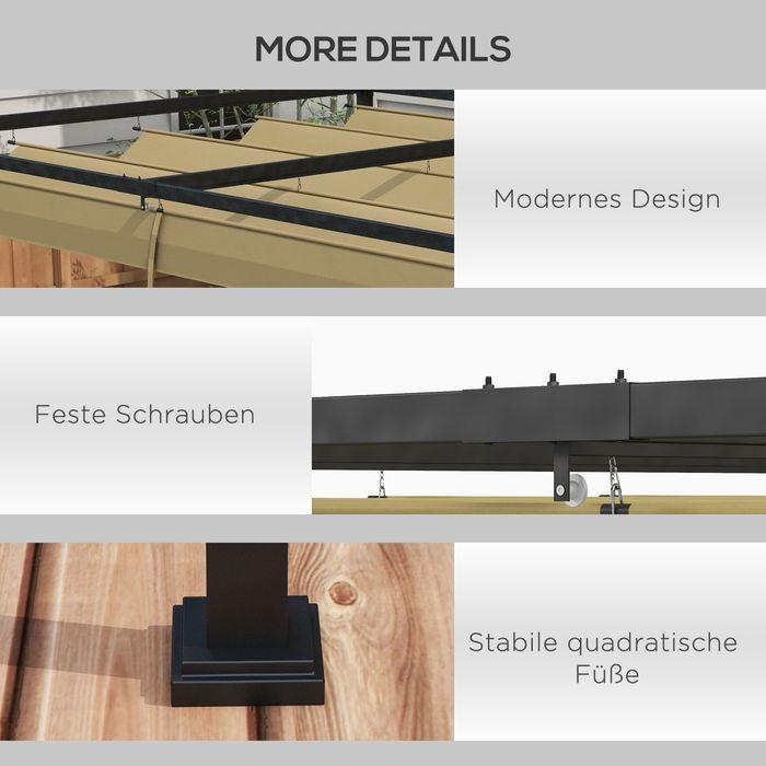 Immagine prodotto Swisshandel24 Pergola 3x2m, mit verstellbares Dach, Freistehend, Sonnenschutz, Khaki (298 cm, 213 cm)