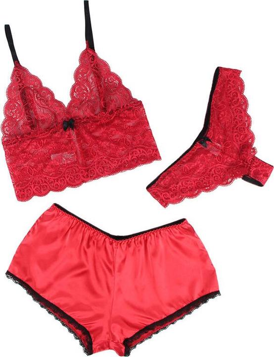 Immagine prodotto Subblime 953904 CAMICIA DA NOTTE IN SETA E PIZZO + MUTANDINE ROSSE L/XL (XL)