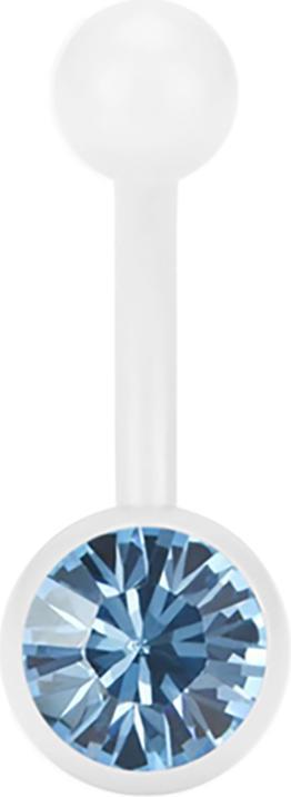 Immagine prodotto Star Piercing Banane Pure White mit Swarovski Kristallkugel aqua (senza ottone, Acciaio chirurgico 316L)