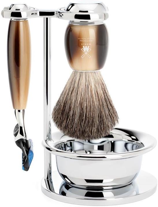 Immagine prodotto Mühle Set da barba, 4 pezzi con ciotola, pennello da barba con puro pelo di tasso, rasoio a 5 lame