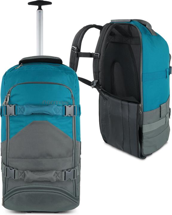 Produktbild Normani Reisetasche mit Rucksackfunktion 90L mit Regenüberzug Grau/Petrol (90 l, L (90 - 115l))