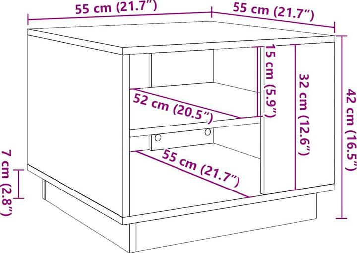 Produktbild VidaXL Couchtisch Beistelltisch Wohnzimmertisch Kaffeetisch Altholz-Optik (55 x 55 x 42 cm)