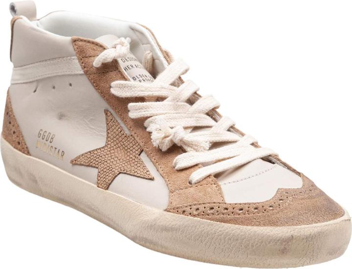 Golden Goose mid star sneakers in leather and suede color grey/light brown