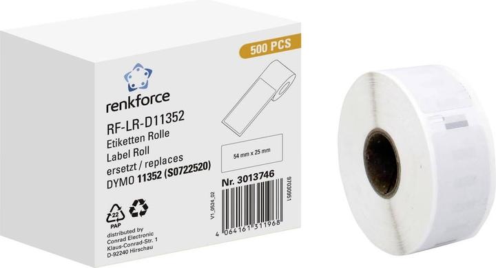 Actual product image Renkforce Label roll Compatible replaces DYMO DYMO 11352 54 x 25 mm paper W
