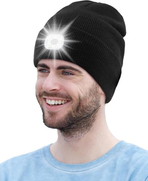 Immagine prodotto Japcell Cappello in maglia con luce LED ricaricabile integrata (120 lm)
