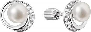 Evolution Group Silver Stud Earrings With A Round River Pearl And Zircons.1b