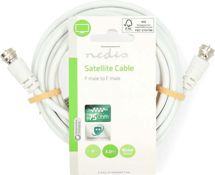 Produktbild Nedis Satelliten- und Antennenkabel | F Stecker | F Stecker | Vernickelt | 75 Ohm | Doppelt geschirm (75 dB, Antennenkabel)