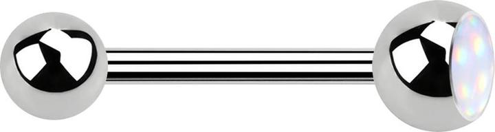 Immagine prodotto Star Piercing Barbell silber mit Kugel und Kugel Epoxidstein weiss (senza ottone, Acciaio chirurgico 316L)
