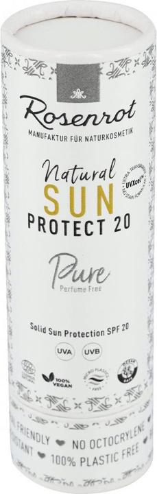 Rosenrot Sun Stick LSF20 Pur - ohne Duft (Sonnencreme Gesicht, SPF 20, 50 g)