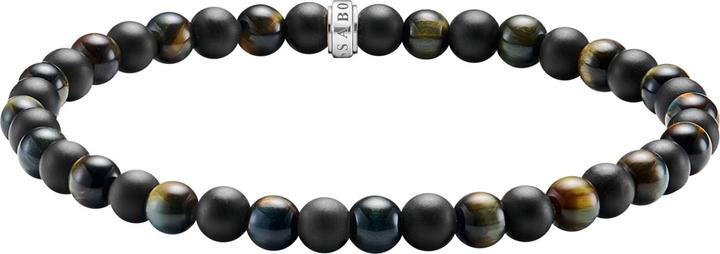Immagine prodotto Thomas Sabo Braccialetto talismano con ossidiana e occhio di tigre (17 cm, Annerito, Argento 925 riciclato)