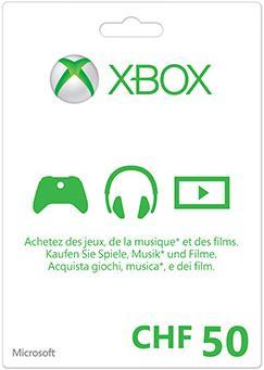 Microsoft Xbox Live Guthabenkarte CHF 50 (Xbox 360, Xbox One X, Xbox Series X, Xbox One S, Xbox Series S)
