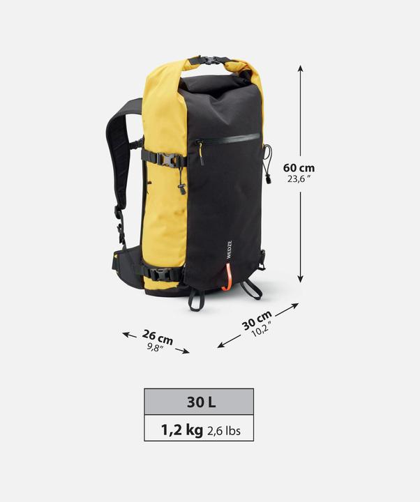 Actual product image Wedze Roll Top Strong Freeride 30 L Ski/Snowboard Backpack - Yellow (30 l)